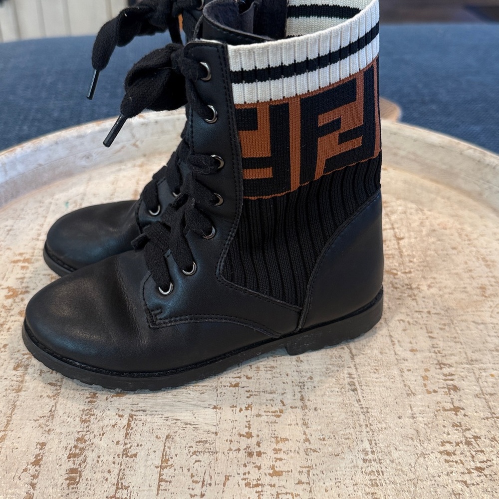 Fendi Boots Unisex junior biker boots in leather and fabric size between eu29 - Picture 4 of 10
